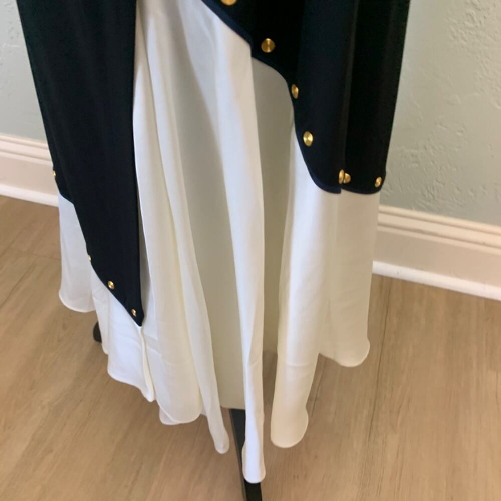 NWT Tory Burch mixed material black white silk wrap skirt midi maxi coquette - Picture 4 of 16